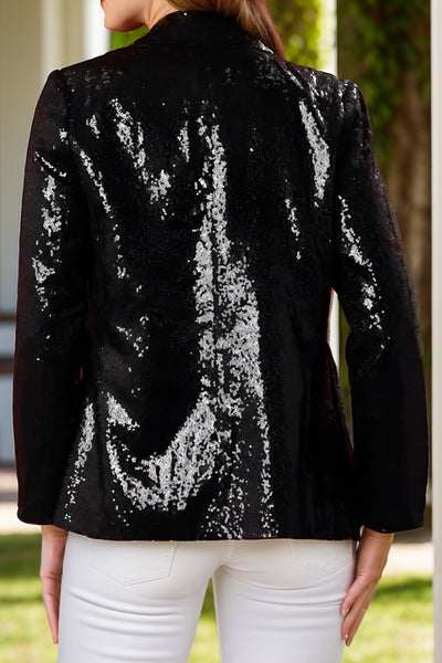 Trendsi Sequin Blazer | Long Sleeve Buttoned Jacket