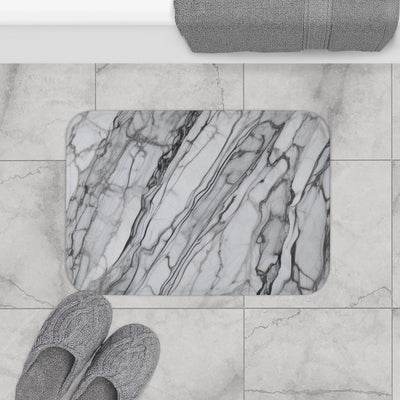 Bath Mat: Gray and White Marble 24x17