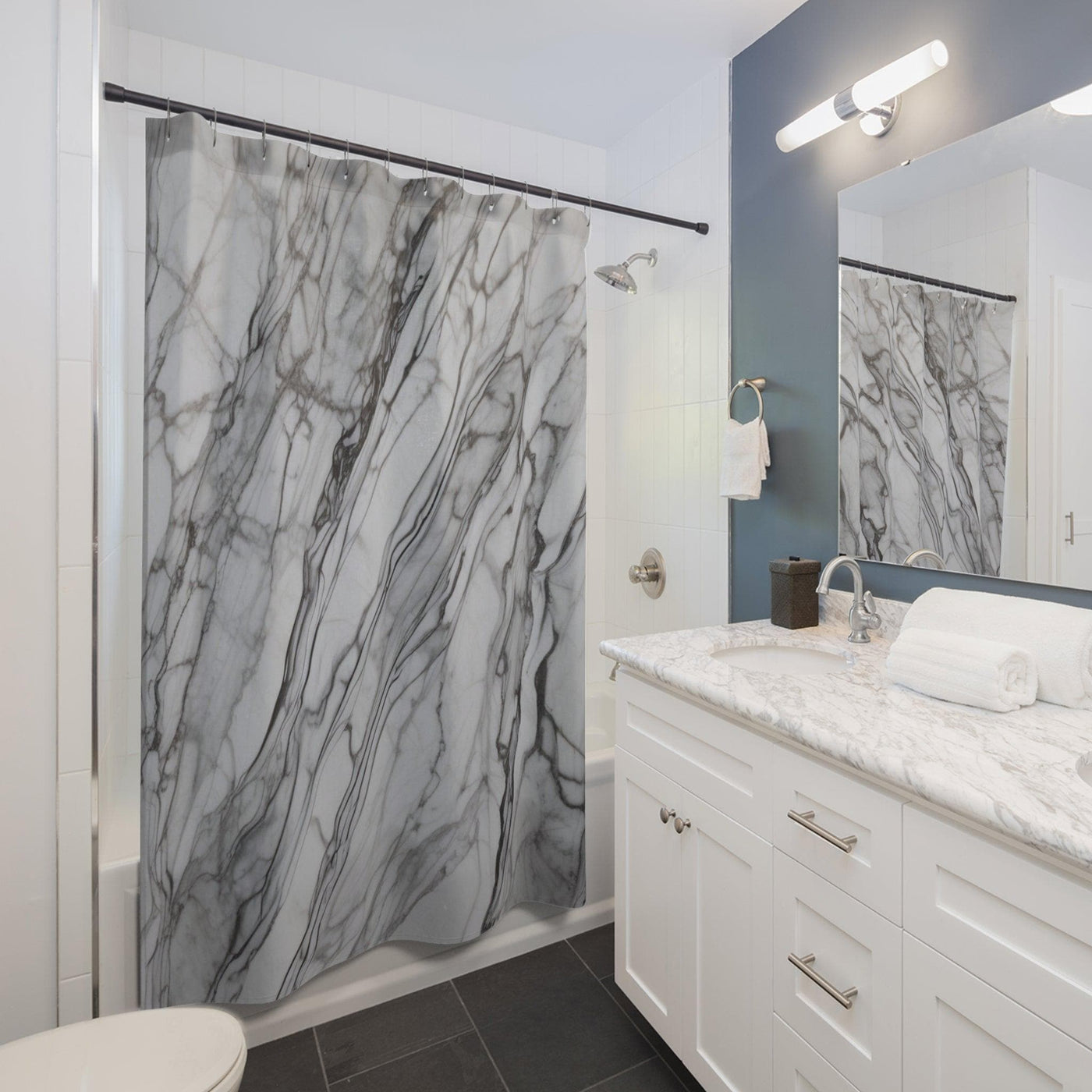 Shower Curtain: Gray and White Marble