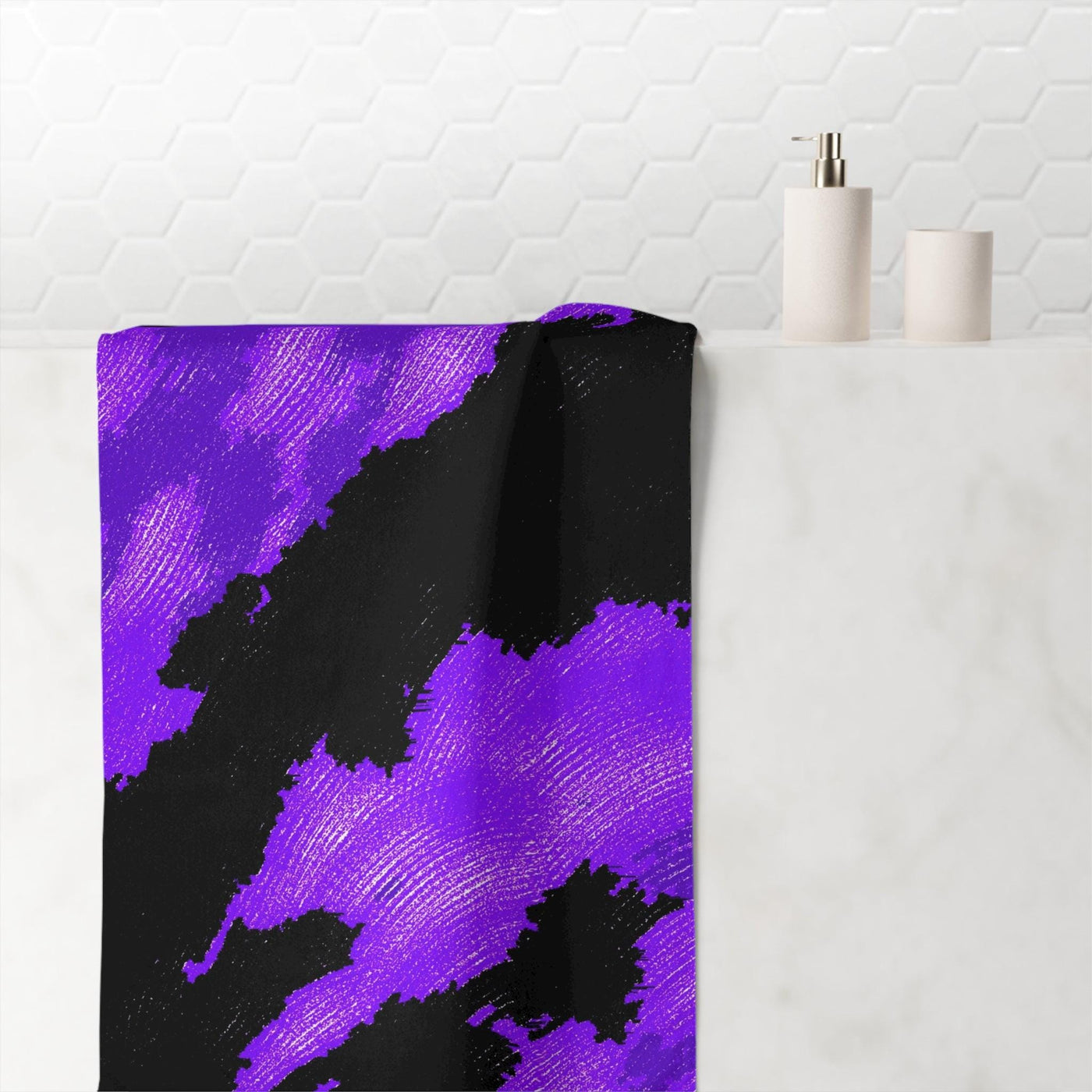 Beach Towel: Purple Surf Ocean Dreams Design
