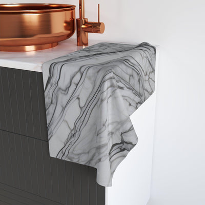 Hand Towel: Gray and White Marble