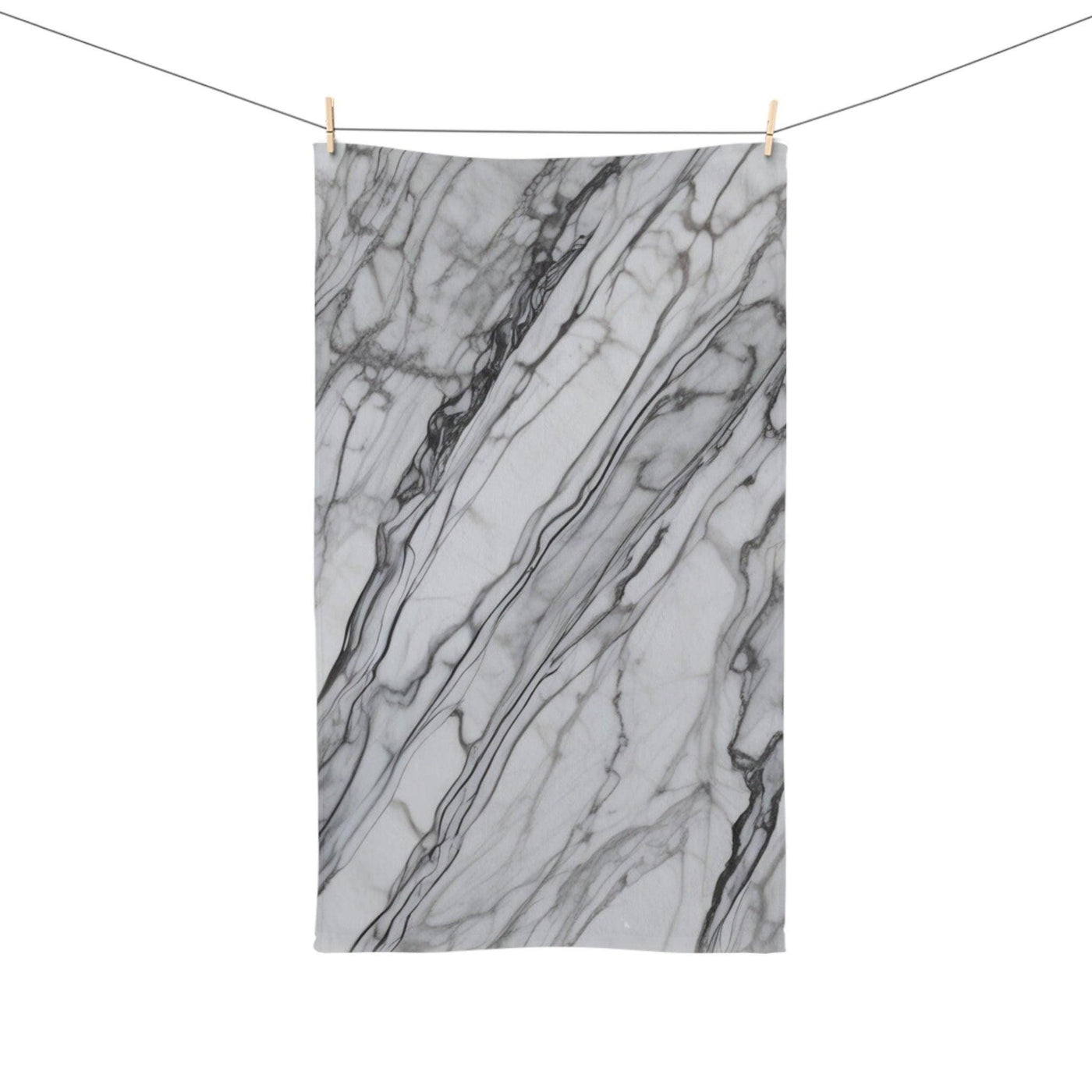 Hand Towel: Gray and White Marble