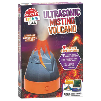 Klutz Ultrasonic Misting Volcano toy set packaging on a white background

